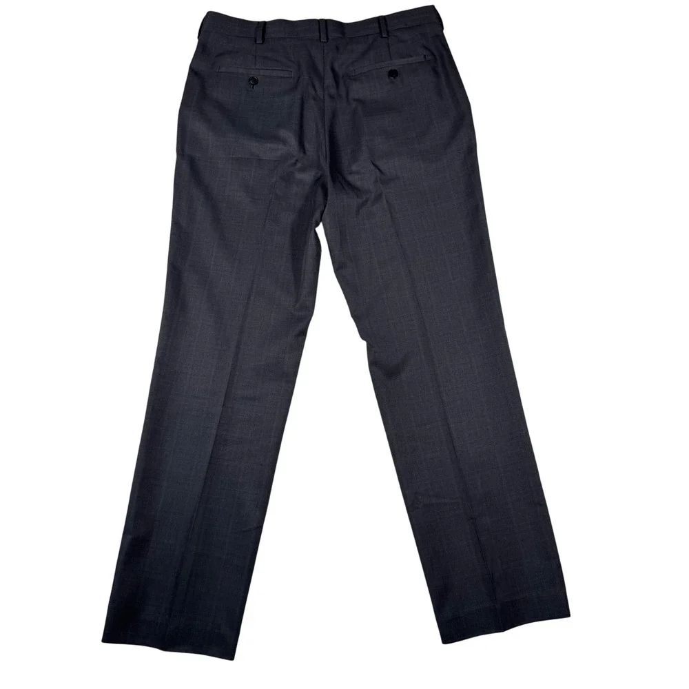 Perry Ellis Portfolio Men's 34x32 Gray Glen Dress Pants Flat Front Business Suit